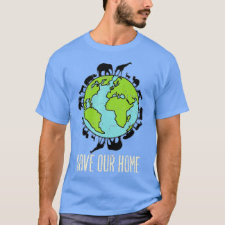 我救家の動物野生生物保護地球 Tシャツ