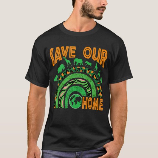 我救家の動物野生生物保護地球 Tシャツ (正面)