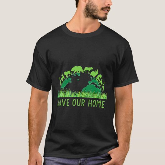我救家の動物野生生物保護地球 Tシャツ (正面)