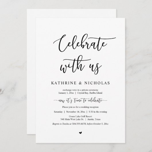 我結婚々と共祝にの駆け落ち 招待状 (正面/裏面)