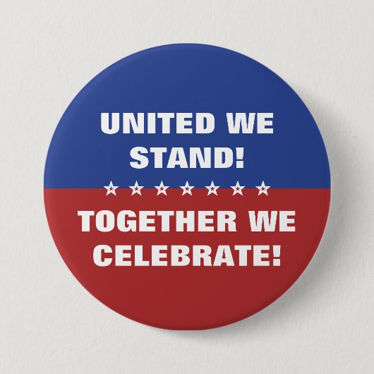 我統一された々は共にアメリカ祝国旗を掲げる 缶バッジ (正面)