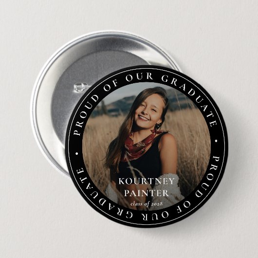 我誇りを持った々の大学院の写真カスタム卒業の 缶バッジ (正面&裏面)