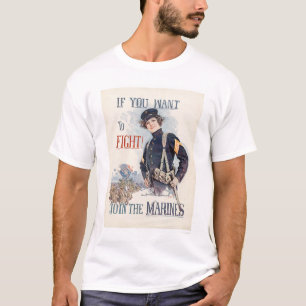 戦いたいと思ったら海兵隊員を結合して下さい Tシャツ