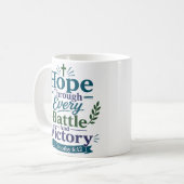 戦いと勝利への希望 信仰の引用句 コーヒーマグカップ (正面左)
