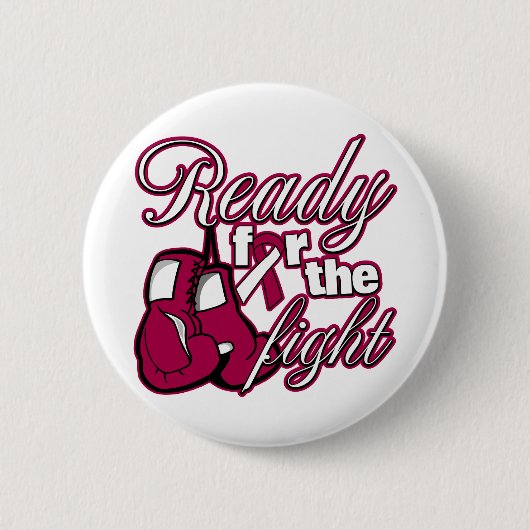 戦いの準備ができている咽喉がん手袋 缶バッジ (正面)