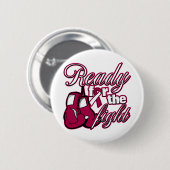 戦いの準備ができている咽喉がん手袋 缶バッジ (正面&裏面)