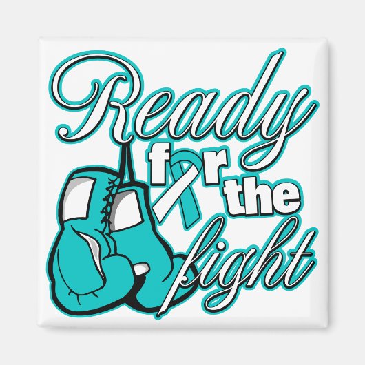 戦いの準備ができている子宮頸がん手袋 マグネット (正面)