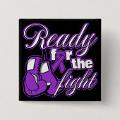 戦いの準備ができている膵臓がん手袋 缶バッジ (正面)