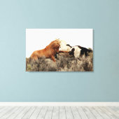 戦いの野生の牡馬 キャンバスプリント (インサイチュ (ウッドフロア))