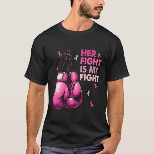 戦いは私の戦いボクシング手袋乳がん戦争 Tシャツ (正面)