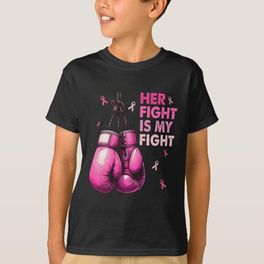 戦いは私の戦いボクシング手袋乳がん戦争 Tシャツ (正面)