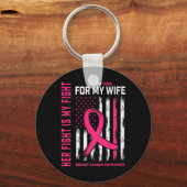 戦いは私の戦い私の衣服ピンクの妻の乳がんF キーホルダー (正面)