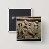 戦いを示す場面のギリシャの石棺 缶バッジ (正面&裏面)