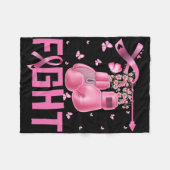 戦い乳がん認識度ボクシング手袋戦士 フリースブランケット (正面(横))