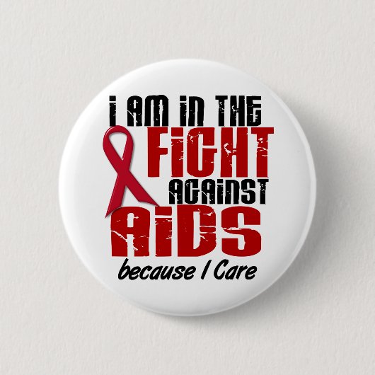 戦い1私が気にするのエイズHIV 缶バッジ (正面)
