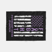 戦うフラグ紫リボンサポート膵がん フリースブランケット (正面(横))