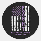 戦うフラグ紫リボンサポート膵がん ラウンドシール (正面)