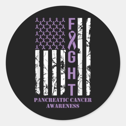 戦うフラグ紫リボンサポート膵がん ラウンドシール (正面)