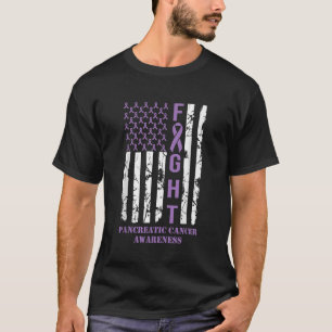 戦うフラグ紫リボンサポート膵がん Tシャツ