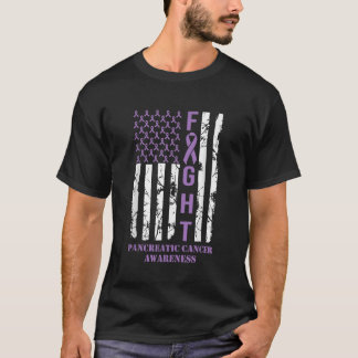 戦うフラグ紫リボンサポート膵がん Tシャツ