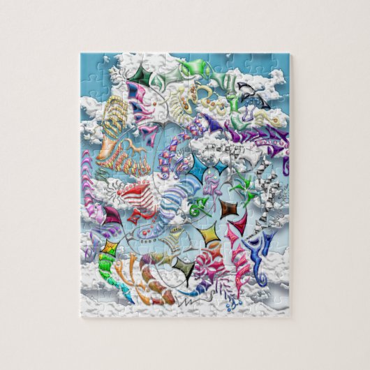 戦う凧 -- 青い ジグソーパズル (縦)