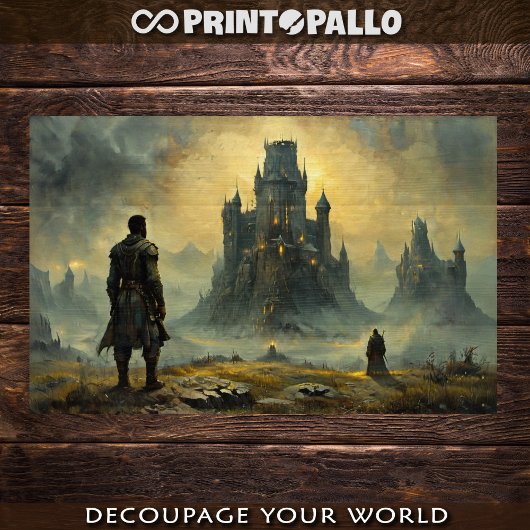 戦う前の黒い戦士と魔法城 薄葉紙