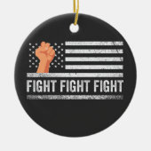 戦う戦いトランプ米国国旗の愛国心 セラミックオーナメント (正面)