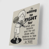 戦う気がある スクエア壁時計 (傾斜)