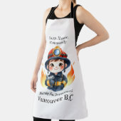 戦う準備ができている陽気な若い消防士 エプロン (インサイチュ)