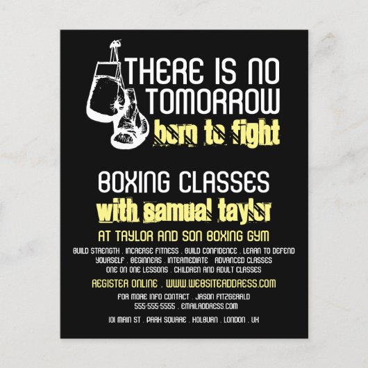 戦う生まれには、ボクシングクラブ、ボクシングトレーナー広告 チラシ (正面)