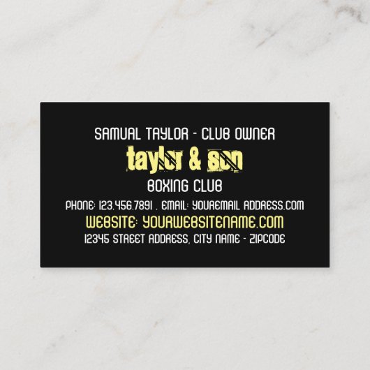 戦う生まれには、ボクシングクラブ、ボクシングトレーナー 名刺 (裏面)