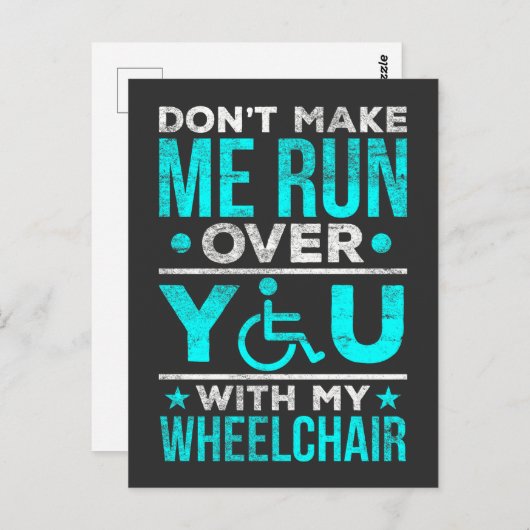 戦おもしろい士の車いすジョユーモアのあるーク ポストカード (正面/裏面)