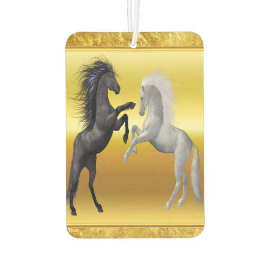 戦っている白黒馬 カーエアーフレッシュナー (裏面)