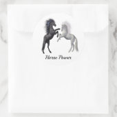 戦っている白黒馬 ラウンドシール (バッグ)