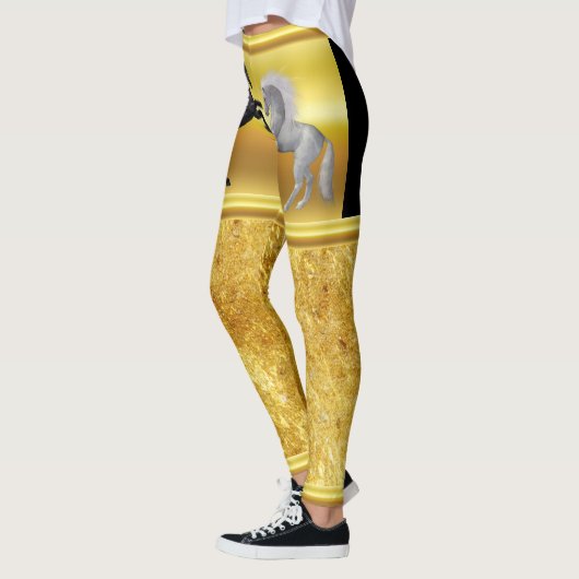 戦っている白黒馬 レギンス (左)