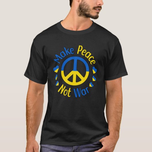 戦争ではない平和を作るウクライナ平和のサイン記号ウクライナ Tシャツ (正面)