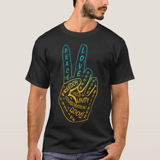 戦争ではなく平和を実現する平和のサイン5 Tシャツ (正面)