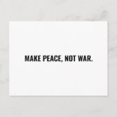 戦争ではなく平和を白い黒のミニマルカスタム主義 ポストカード (正面)