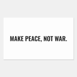 戦争ではなく平和を白い黒のミニマルカスタム主義 長方形シール