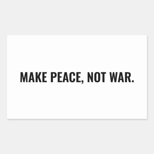 戦争ではなく平和を白い黒のミニマルカスタム主義 長方形シール (正面)