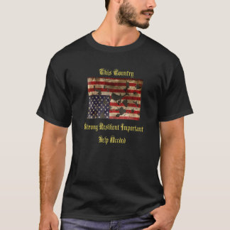 戦争で引き裂かれたアメリカ国旗の苦悩が逆さまに Tシャツ