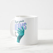 戦争に迫る青い手で夢を描く コーヒーマグカップ (正面左)