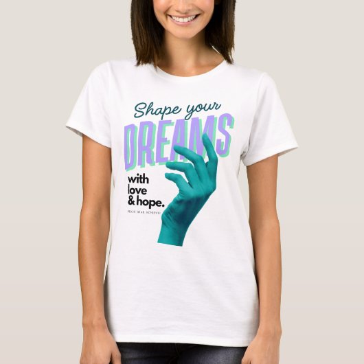 戦争に迫る青い手で夢を描く Tシャツ (正面)