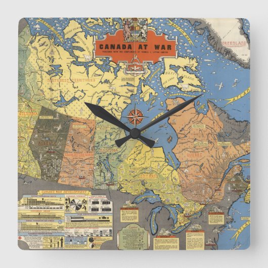 戦争のカナダ スクエア壁時計 (正面)