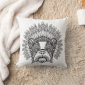 戦争のボンネットの刺激を受けたなフレンチ・ブルドッグ クッション (ブランケット)