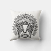 戦争のボンネットの刺激を受けたなフレンチ・ブルドッグ クッション (裏面)