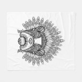 戦争のボンネットの刺激を受けたなフレンチ・ブルドッグ フリースブランケット (正面(横))