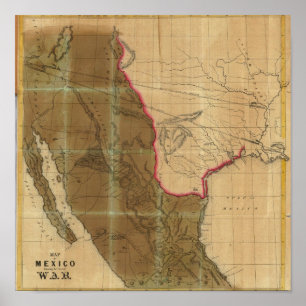 戦争の座席を示すメキシコの地図 ポスター