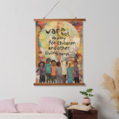 戦争は子どもの引用文には不健全 吊り下げ型タペストリー (寝室)