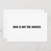 戦争は白い黒のミニマリストカードの答えではない (正面/裏面)